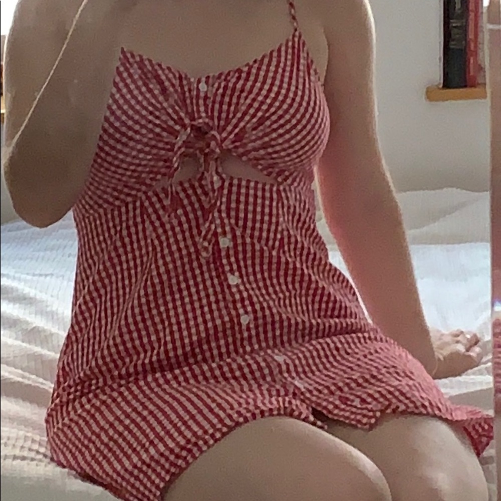 Red checkered mini dress
